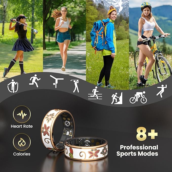 Enamel Craft Smart Ring for Women & Men - No Subscription Fee Fitness Tracker with Sleep Tracking, Heart Rate, SpO2 - IP68 Waterproof for iPhone Android - Activity Tracker, Remote Camera (13)