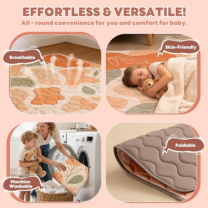 RONGFA Baby Play Mat for Floor, 71'' x 59'' Thicken Foam Soft Padded Mat for Baby, Playpen Mat for Toddlers Infant Kids, Machine Washable, Non-Slip Bottom Safe for Crawling (Stone）