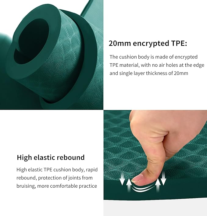 nuveti Large Exercise Mat - 15mm/20mm/30mm Thick Yoga Mat | Workout Mat for Fitness, Yoga, Pilates, Stretching & Floor Exercises for Women & Men with Free Carrying Bag