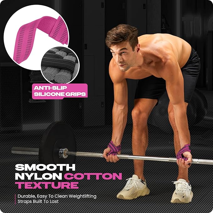 Special Essentials 2 Pack of Wrist Straps for Weightlifting - Two-Sided Anti Slip Silicone Grip & Padded Neoprene - Durable Gym Lifting Straps for Men and Women for Bodybuilding & Powerlifting
