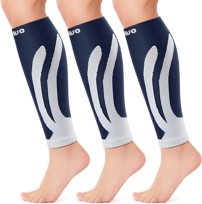 CAMBIVO 3-Pair Calf Compression Sleeves for Men & Women – Footless Socks for Shin Splints & Leg Pain Relief, 1 Pair Available
