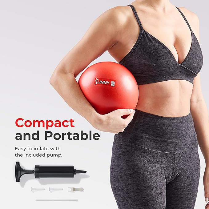 Sunny Health & Fitness Premium Anti-Burst Exercise Balls for Core Strength, Yoga, Pilates, Barre, Physical Therapy, Balance, Flexibility Non-Slip & Odorless