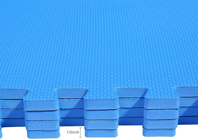 BalanceFrom 36 Piece Foam Floor Mat Puzzle Tiles, 1/2” Thick, 144 Sq Ft, Blue