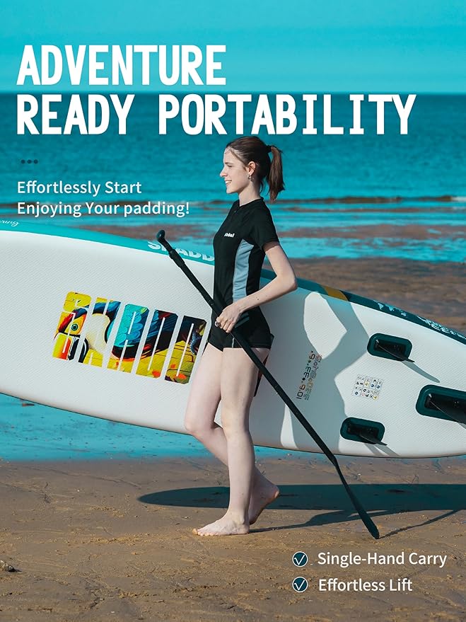 10’6’’ Inflatable Stand Up Paddle Board (SUP) for Adults and Youth with Non-Slip Deck – Complete Accessories Kit, for Fishing, Yoga, Fitness & Family Fun