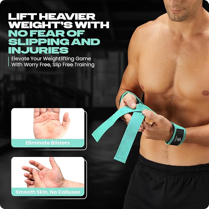 Special Essentials 2 Pack of Wrist Straps for Weightlifting - Two-Sided Anti Slip Silicone Grip & Padded Neoprene - Durable Gym Lifting Straps for Men and Women for Bodybuilding & Powerlifting
