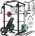 DP01 Power Cage, 2000LBS Squat Rack with with Cable Crossover and Dual Independent Pulley System, Full Cage for Full Body Training, Power Rack with More Training Attachments for Home Gym