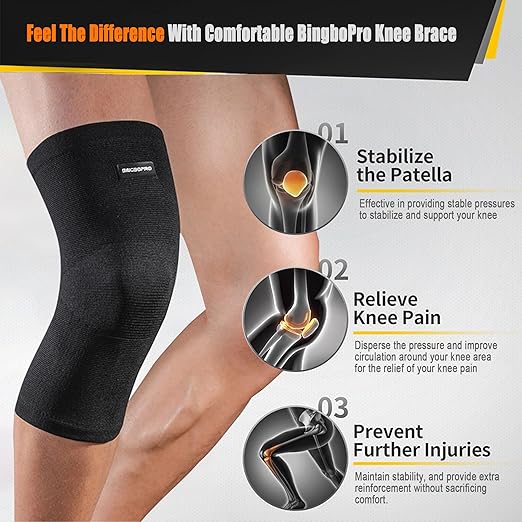 Knee Brace for Pain Relief - Knee Compression Sleeves for Men and Women, Knee Support Leg Brace for Meniscus Tear, Running,Weightlifting,Workout,ACL, Arthritis,Joint Pain Relief(Black,XL)