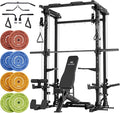 MAJOR FITNESS Drone3 Smith Machine, 2500lbs All-in-One Home Gym Power Rack with Dual Pulley System for Cable Crossover, Pull-Up Bars