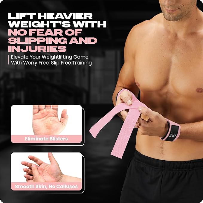 Special Essentials 2 Pack of Wrist Straps for Weightlifting - Two-Sided Anti Slip Silicone Grip & Padded Neoprene - Durable Gym Lifting Straps for Men and Women for Bodybuilding & Powerlifting