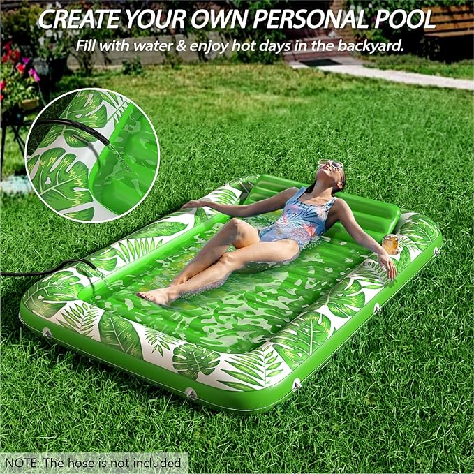 Inflatable Tanning Pool Lounger Float - Jasonwell 4 in 1 Sun Tan Tub Sunbathing Pool Lounge Raft Floatie Toys Water Filled Tanning Bed Mat Pad for Adult Blow Up Kiddie Pool Kids Ball Pit