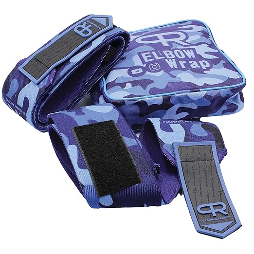 PR Personal Record Elbow Wraps for Weightlifting - Heavy Duty Construction, 25% More Elasticity, Reinforced Stitching, Extra Wide Fastener, Easy to Adjust, (Blue Camo)