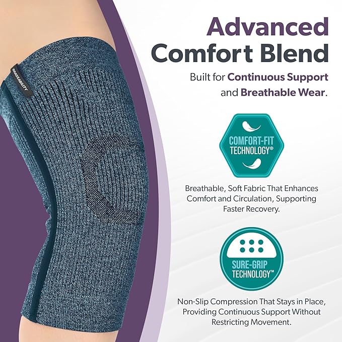 BraceAbility Knee Compression Sleeve - Knit Knee Pain Brace for Men or Women, Arthritis Relief, Meniscus Tear, Running, Workout, Sports, Swelling, Athletic Support for Joint Stability (XL/2XL Gray)