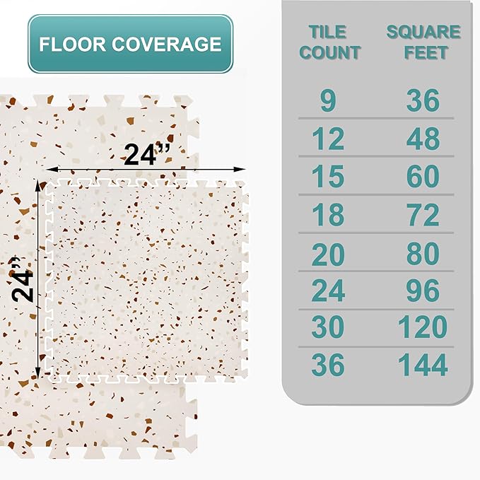 Sorbus 120 Sq. Ft. Wood Grain Floor Tiles Foam Mat EVA Interlocking Mats Tile 3/8-Inch Thick Flooring Wood Puzzle Exercise Mats w/Borders - Home Playroom Basement, Apartment, Trade Show, Baby, Dance