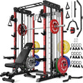 JELENS Smith Machine for Home Gym, Multi-Function M12 Power Cage with Cable Crossover System, Squat Rack with Smith Bar and More Attachment