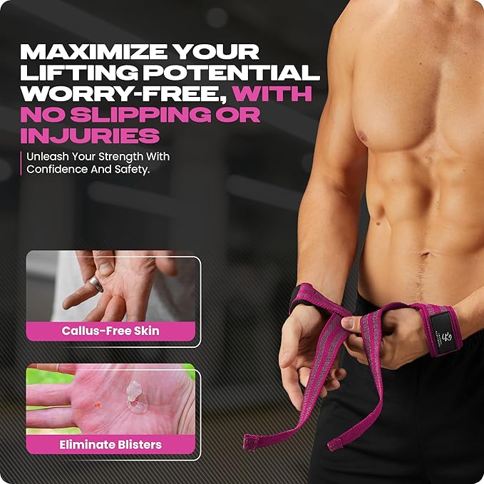Special Essentials 2 Pack of Wrist Straps for Weightlifting - Two-Sided Anti Slip Silicone Grip & Padded Neoprene - Durable Gym Lifting Straps for Men and Women for Bodybuilding & Powerlifting