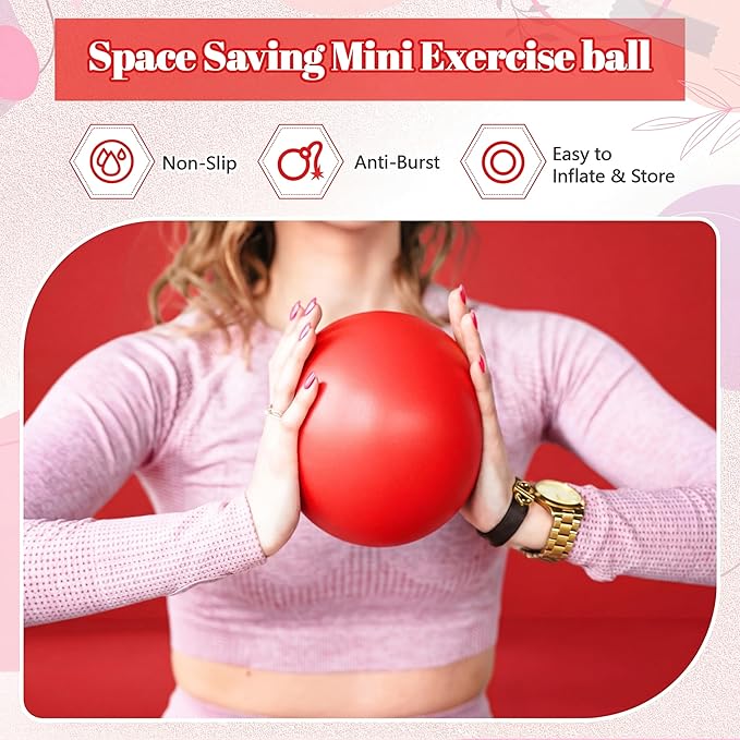 Sotiff 20 Pcs 9 Inch Pilates Ball Bulk Exercise Pilates Ball Mini Yoga Balls Therapy Core for Stability Barre Training Stretching Physical Posture Training Gym Workout with Inflation Tube