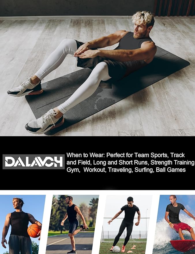 Dalavch 4 Pack Compression Shirts and Tank Tops Men Short Sleeve/Sleeveless Athletic Undershirt for Sport