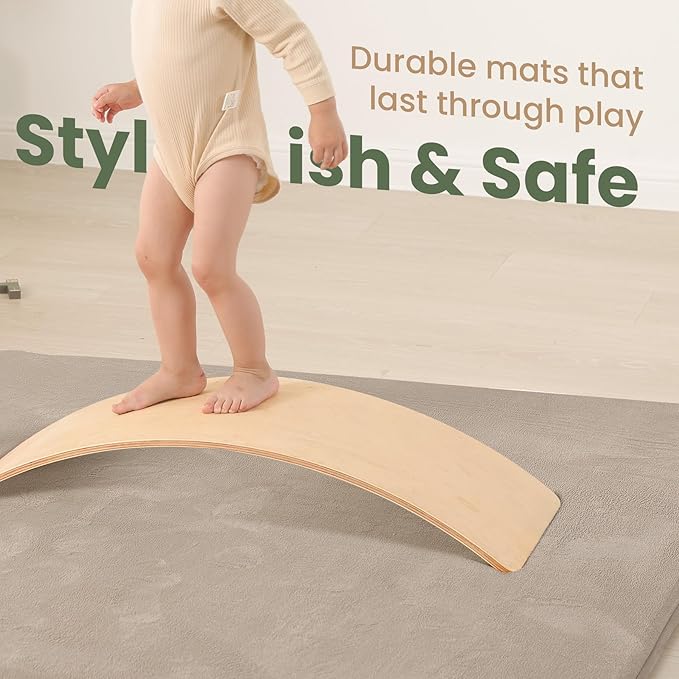 Huloo Sleep Baby Play Mat for Floor,50"×65" Playpen Mat for Toddler,Infant,Kids,1.3" Thick Elasti Foam Non-Slip Nursery Rug,Water Repellent Soft Padded Floor Mats for Tummy Time,Crawling(Beige)