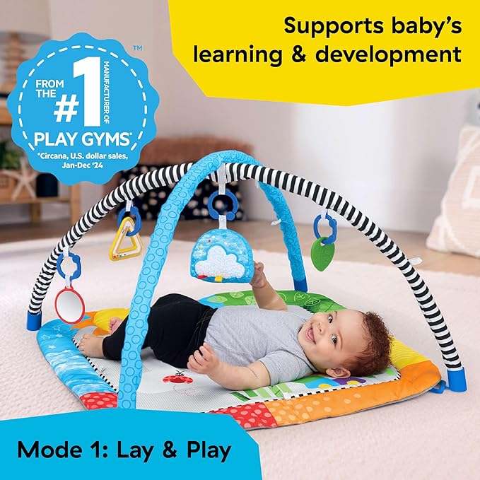 Baby Einstein Cal’s Curiosity Center Foldaway Play Gym, Educational Activity Gym, with Music & 5 Multisensory Toys; Ages 0 Months and up