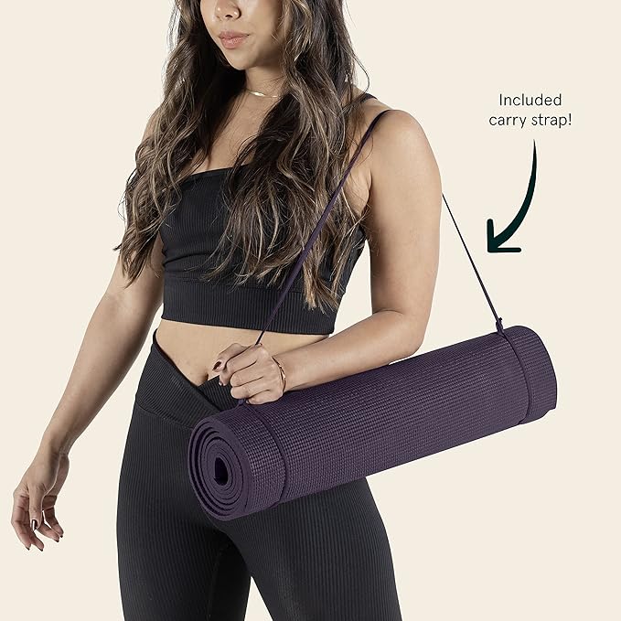 Retrospec Pismo Yoga Mat w/Nylon Strap for Men & Women - Non Slip Exercise Mat for Yoga, Pilates, Stretching, Floor & Fitness Workouts, .5mm Thick, Easy to Clean