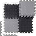 Ecally 100 Pcs 12 x 12 Gym Mat Foam Floor Mats for Home Gym Covers 96 Sq Ft Puzzle Exercise Square Interlocking Carpet Tiles with Border for Workouts Equipment Yoga Pilates (Black,Gray)