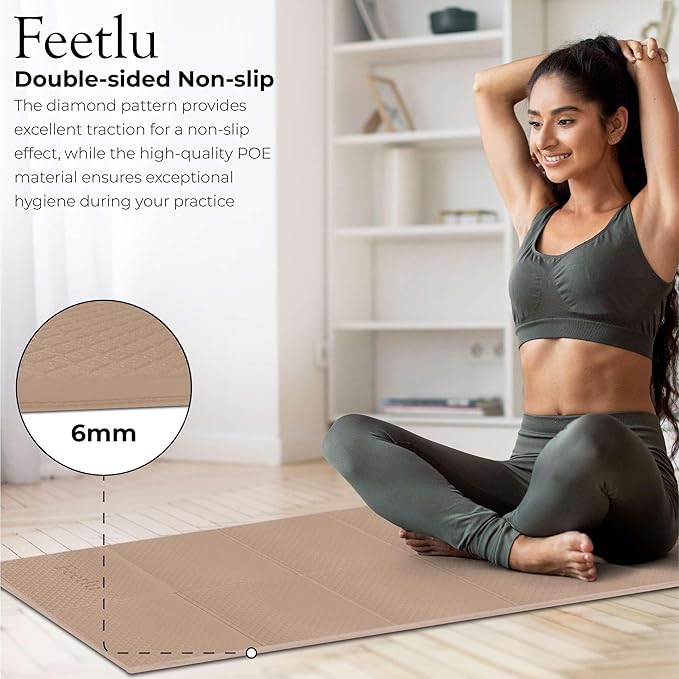 Foldable Yoga Mat, 6mm Thick, Lightweight, Anti-Slip, and Easy to Store – Perfect for Travel, Yoga, Pilates, Home Workouts, and Floor Exercises