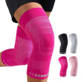 CAMBIVO Knee Brace for Women and Men (2 Pack), Ultra-Thin Lightweight Knee Compression Sleeve (Hot Pink, Large)