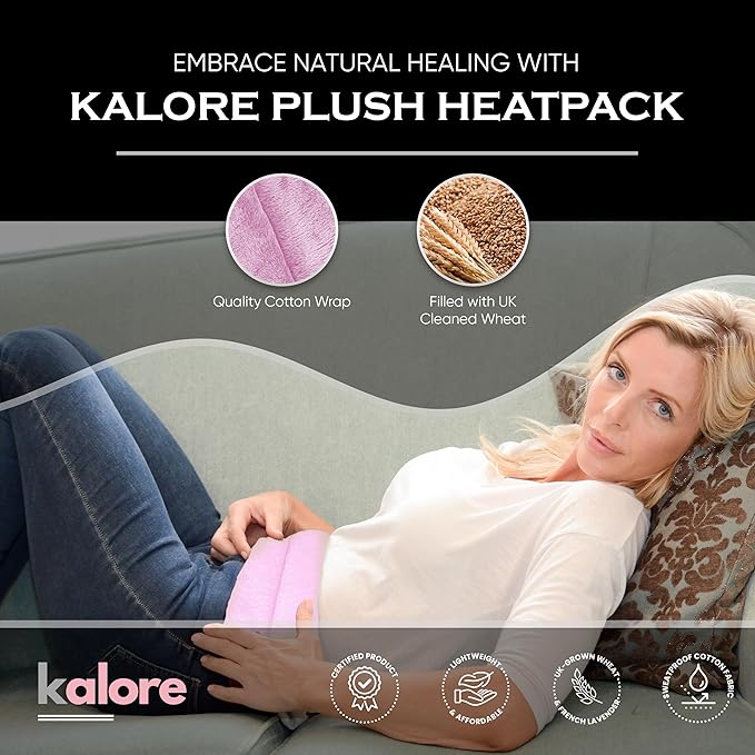 Microwavable Heating Pads for Winter Warmth, Back, Stomach & Head Comfort – Kalore Neck Wrap with Velboa Faux Fur Cover – Even Heat Distribution Hot Compress Bag – Wheat Heat Pad – Unscented – Pink
