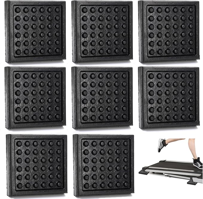 WRINGKIT 8 Pack Heavy Duty Exercise Equipment Mat, 4 x 4 x 0.8 Inch Non Slip Noise Reduction Mat for Treadmill, Treadmill Mat Pad for Rubber Hardwood Floors Carpet Protection Home Gym
