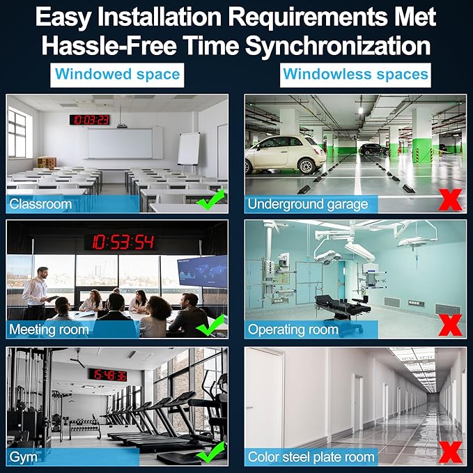 CHKOSDA Large Digital Wall Clock 28" with GPS Auto-Sync, Remote Control & Timer, Wall-Mounted for Classroom, Office, Gym, Conference Room