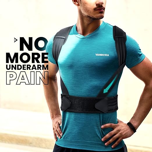VANRORA Posture Corrector for Women and Men, Back Brace Fully Adjustable & Comfy, Support Straightener for Spine, Back, Neck, Clavicle and Shoulder, Improves Posture and Pain Relief S/M