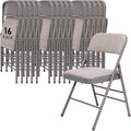 SEALAMB 16 Pack Folding Chairs with Padded Seats & Cushion, Durable Metal Foldable Chairs for Wedding Party, Commercial Chairs for Office School Church Events, 350lb Capacity (Grey-Fabric, 16 Pack)