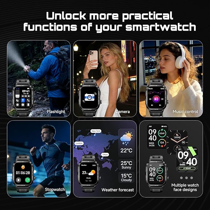 Smart Watch for Men Fitness Tracker - Professional Waterproof Bluetooth Calling Sports Watch, Sleep Monitor, Spo2 & Heart Rate Monitor, Compatible with Android and iOS