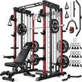 JELENS Smith Machine for Home Gym, Multi-Function M12 Power Cage with Cable Crossover System, Squat Rack with Smith Bar and More Attachment