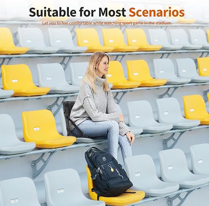 2PCS Portable Stadium Seat Cushion for Bleachers,Folding Lightweight Seat with Backrest,Adjustable Straps,Ideal for Camping,Hiking,Sports Events,Outdoor Concerts
