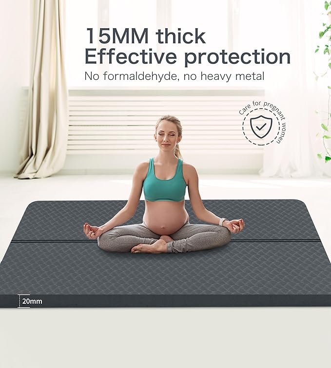 nuveti Large Exercise Mat - 15mm/20mm/30mm Thick Yoga Mat | Workout Mat for Fitness, Yoga, Pilates, Stretching & Floor Exercises for Women & Men with Free Carrying Bag