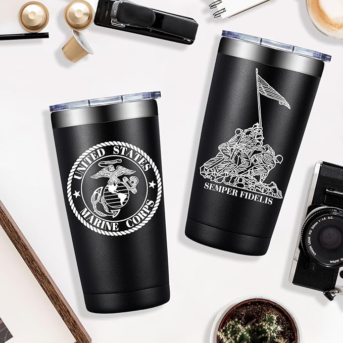 Marine Corps Gifts for Men - USMC Anniversary Christmas Military Gifts for Men - United States Marine Corps Tumbler Cup 20 oz