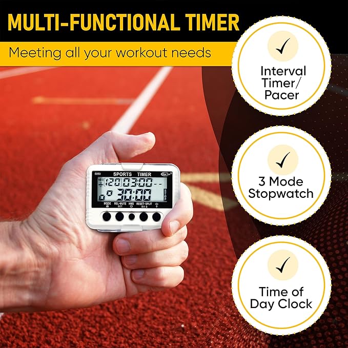 T-5050 Sports Interval Timer with Pacer, Stopwatch, and Clock