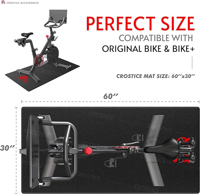 Bike Trainer Mat Compatible with Peloton Bike, for Treadmill & Row, THK 6mm, Under Mat Protect Hardwood Floor Carpet, Trainer Accessory for Indoor Stationary Exercise Bicycle