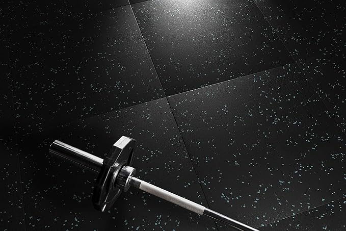 Genaflex Pro Heavy Duty Thick Rubber Gym Floor Tiles High Density Shock Absorbent Laminated Deadlift Mats - 1" Thick X 20" W X 20" L - 2.7 Sq. Ft. (Tan/Black, 10 Tiles - 27 Sq. Ft.)