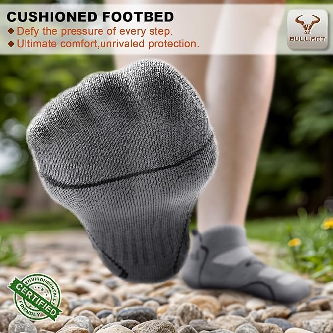 BULLIANT Men Running Socks,Active Ankle Socks No Show For Men With Cushioned Footbed Arch Support Breathable Wicking