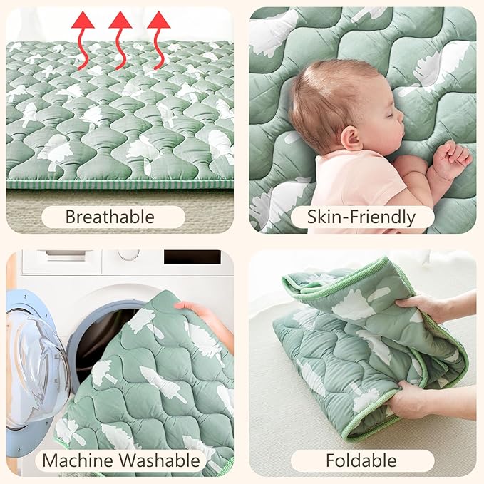 Baby Play Mat, 50x50 Playpen Mat with Super Soft Touch, Activity Mats with Upgraded Anti-Slip Bottom, Machine Washable Crawling Mats for Floor & Picnic(Trees)