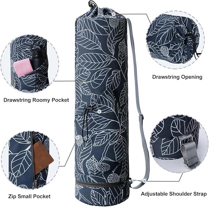 sportsnew Yoga Mat Bag with Water Bottle Pocket and Bottom Wet Pocket, Exercise Yoga Mat Carrier Multi-Functional Storage Bag, Patent pending