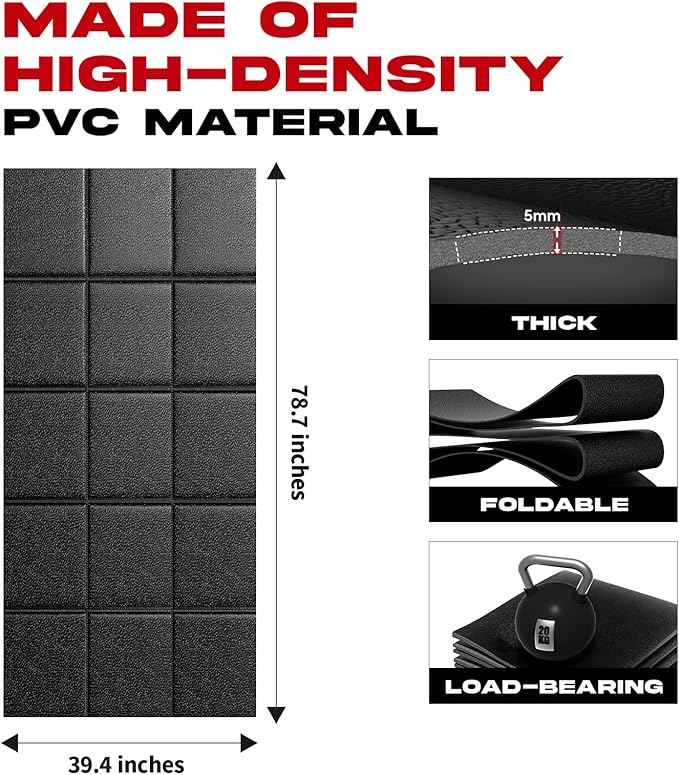 Walking Pad Mat – 79" x 39", 0.2" Thick Non-Slip Treadmill Mat for Carpet Floors & Hardwood, Shock Absorbing Exercise Mat & Under Treadmill Mat for Floor Protection in Home Gym