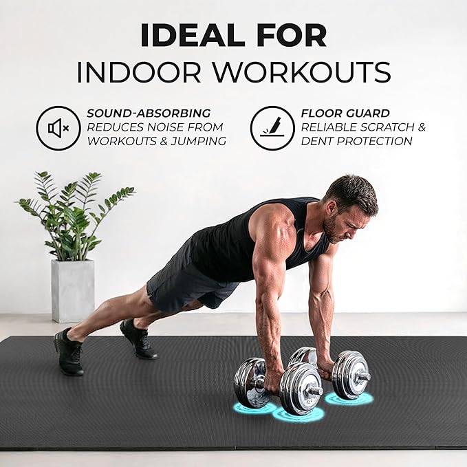 bemaxx Gym Mats Set - 24 pcs EVA Interlocking Foam Floor Tiles (24.4"x24.4"x0.4") 96 sqft Protective Gym Flooring Sports Home Workout Exercise Mats Puzzle Garage Fitness Play-Room Pool Treadmill Bike