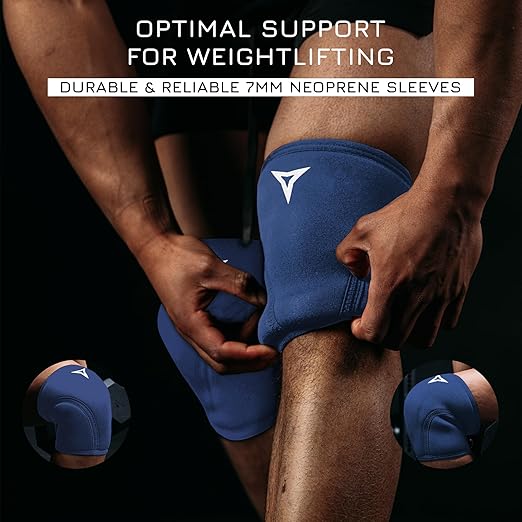 Breaking Limits Navy Blue Lifting Knee Sleeves Men (Pair) - 7MM Sleeves Weightlifting Men & Women - Powerlifting Knee Sleeves for Squats - Squat Knee Brace for Lifting - Rodilleras para Gym Hombre y Mujer (XXL)