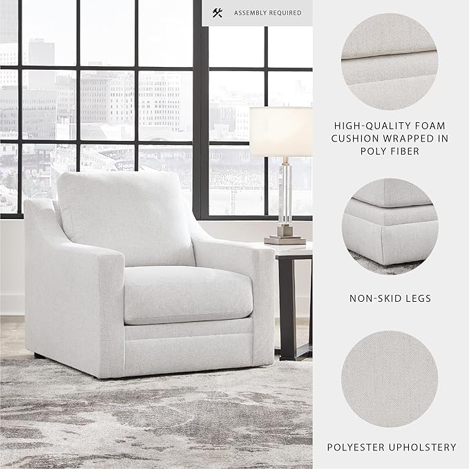 Signature Design by Ashley Maitelynn Contemporary Upholstered Chair with Non-Skid Legs, White
