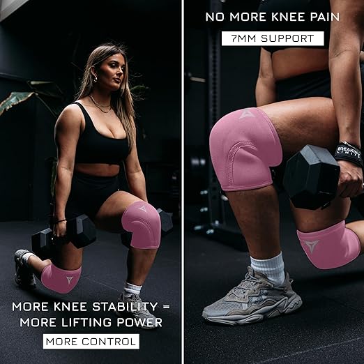 BREAKING LIMITS Pink Knee Sleeves Weightlifting Women - Gym Knee Sleeves for Women - 7MM Knee Wraps for Squats, Lifting & Powerlifting (L)
