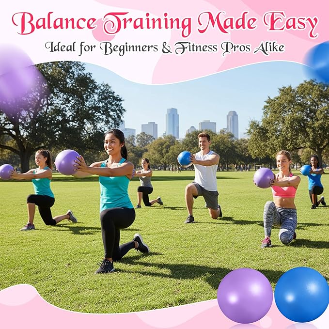 4 Pcs Small Exercise Pilates Ball Bulk 9 Inch Mini Yoga Balls Anti Burst and Slip for Stability, Fitness, Physical Therapy, Stretching & Core Workout at Home Gym Office Class