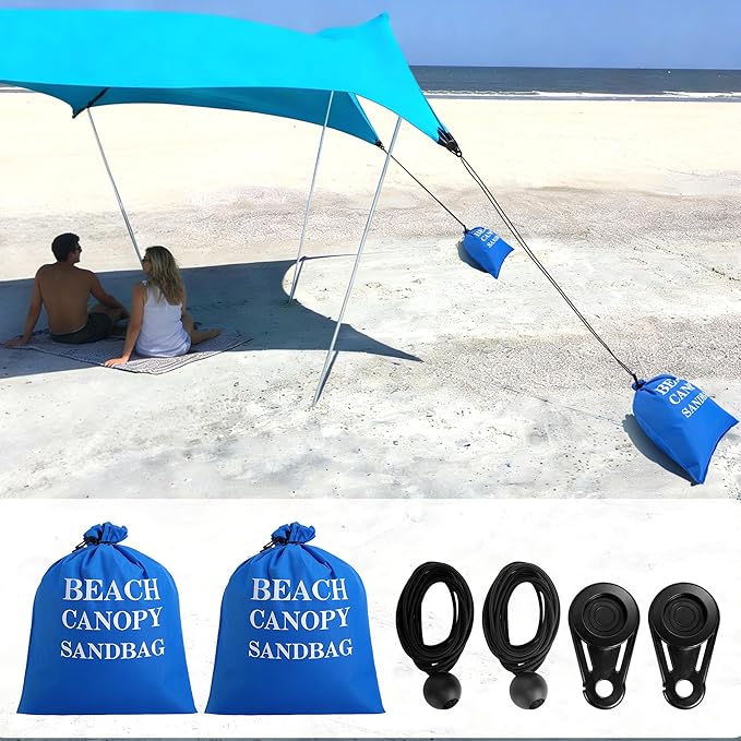 DECOHS 2 Pack Beach Canopy Wind Assist Kit, 20" x 16.5" Breeze Wind Sun Canopy Weights, Beach Shade Accessories Sun Shelter Sandbags Anchor for Fixing Outdoor Shade Tents (Canopy Not Included)